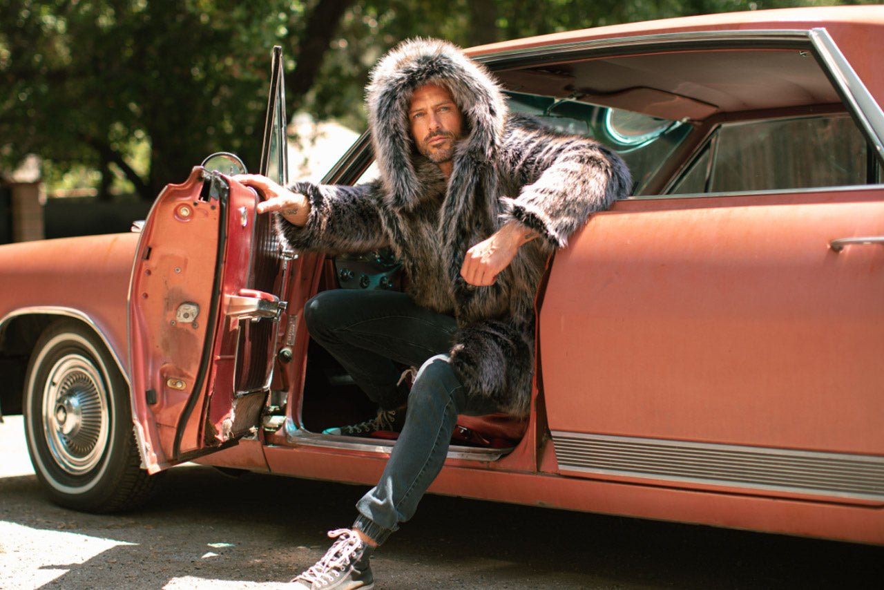 Men's faux fur Hooded coat