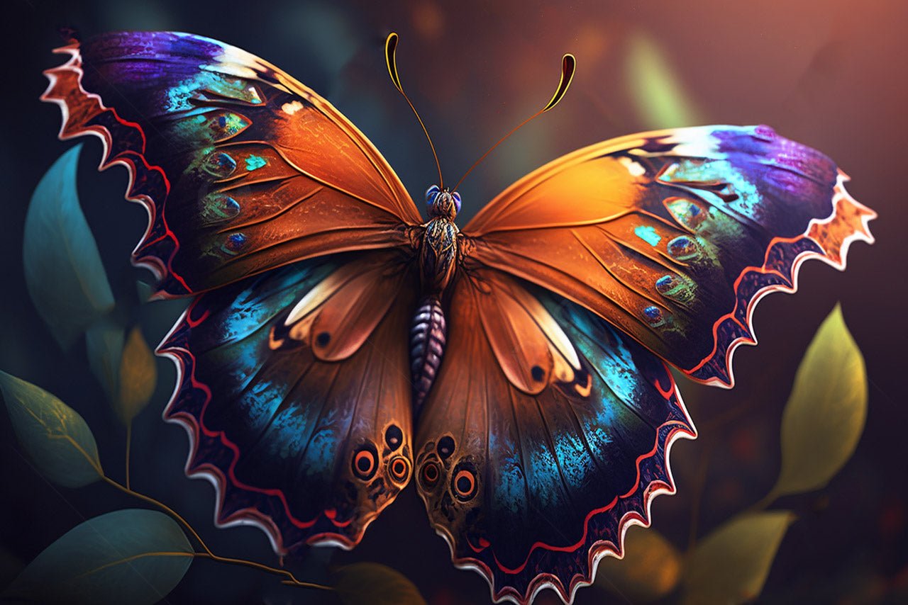 An AI image of a colorful butterfly.