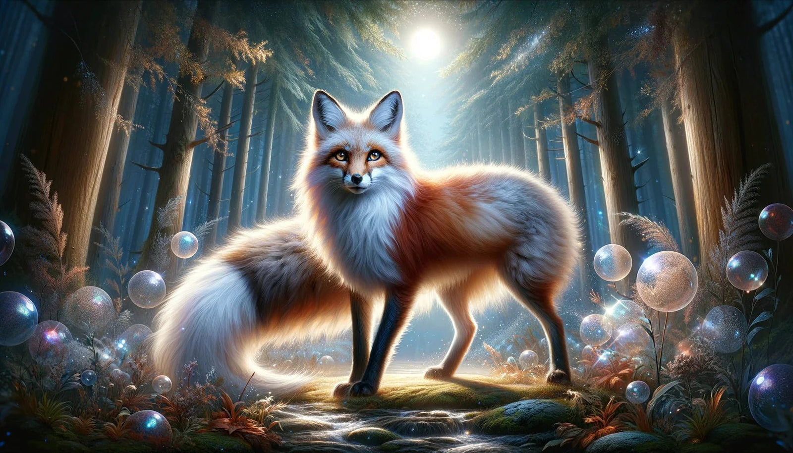 A fox walking through a forest AI generated.