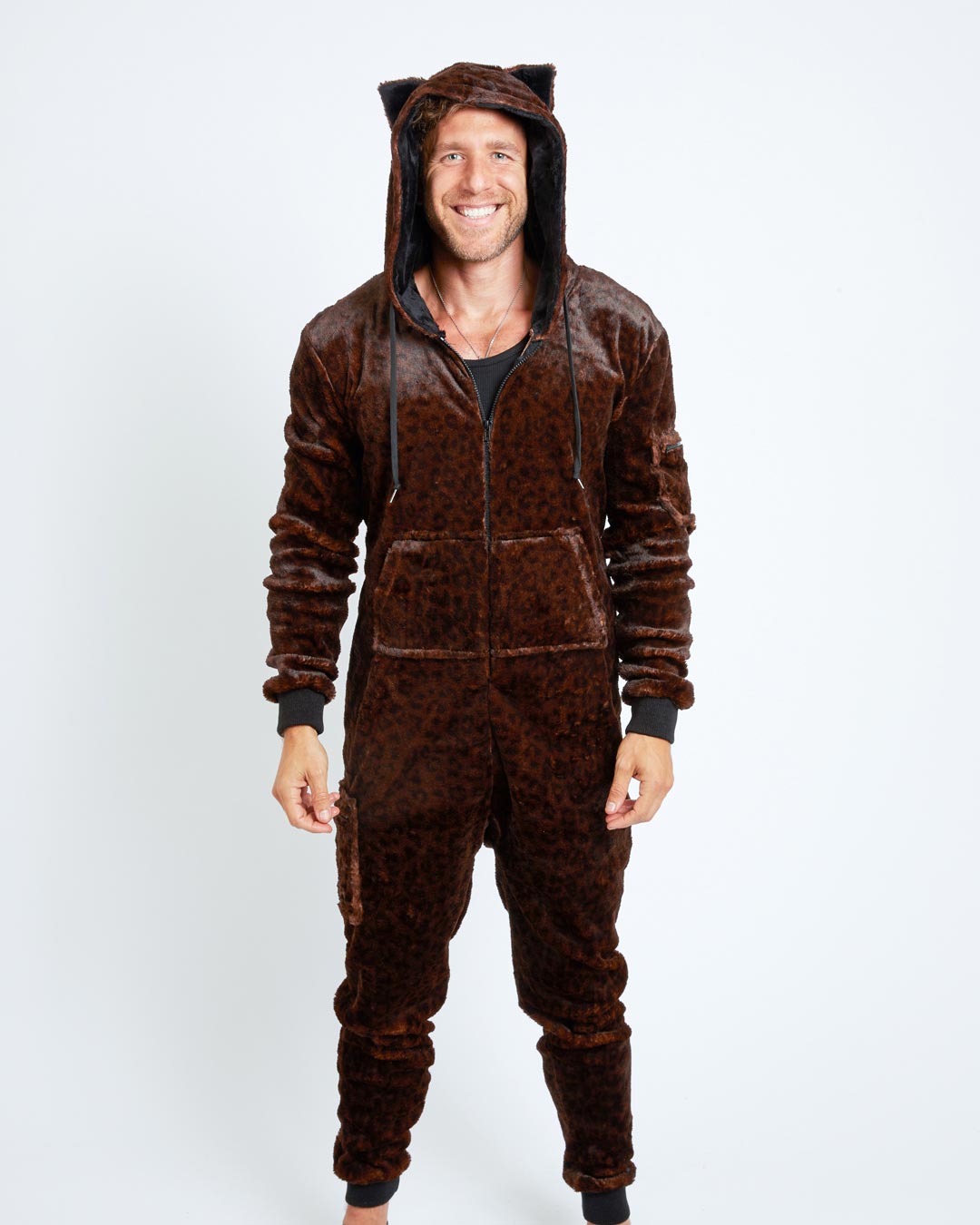 Mahogany Jaguar Classic Ultra Soft Faux Fur Onesie | Men's