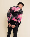 Men's Colorful Faux Fur Jacket | Ink Spotted Tie Dye Leopard