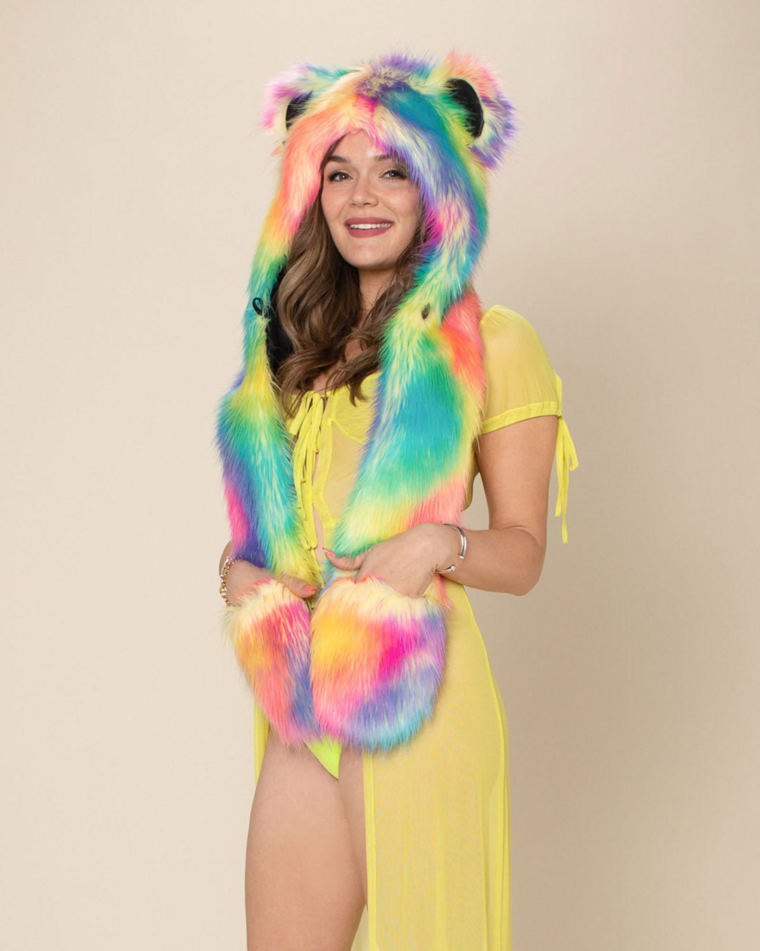 Rainbow Bear Collector Edition Faux Fur Hood | Women's