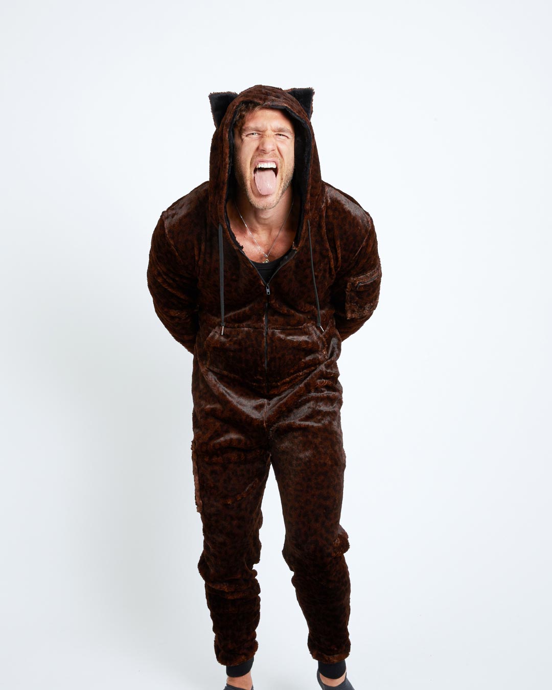 Mahogany Jaguar Classic Ultra Soft Faux Fur Onesie | Men's