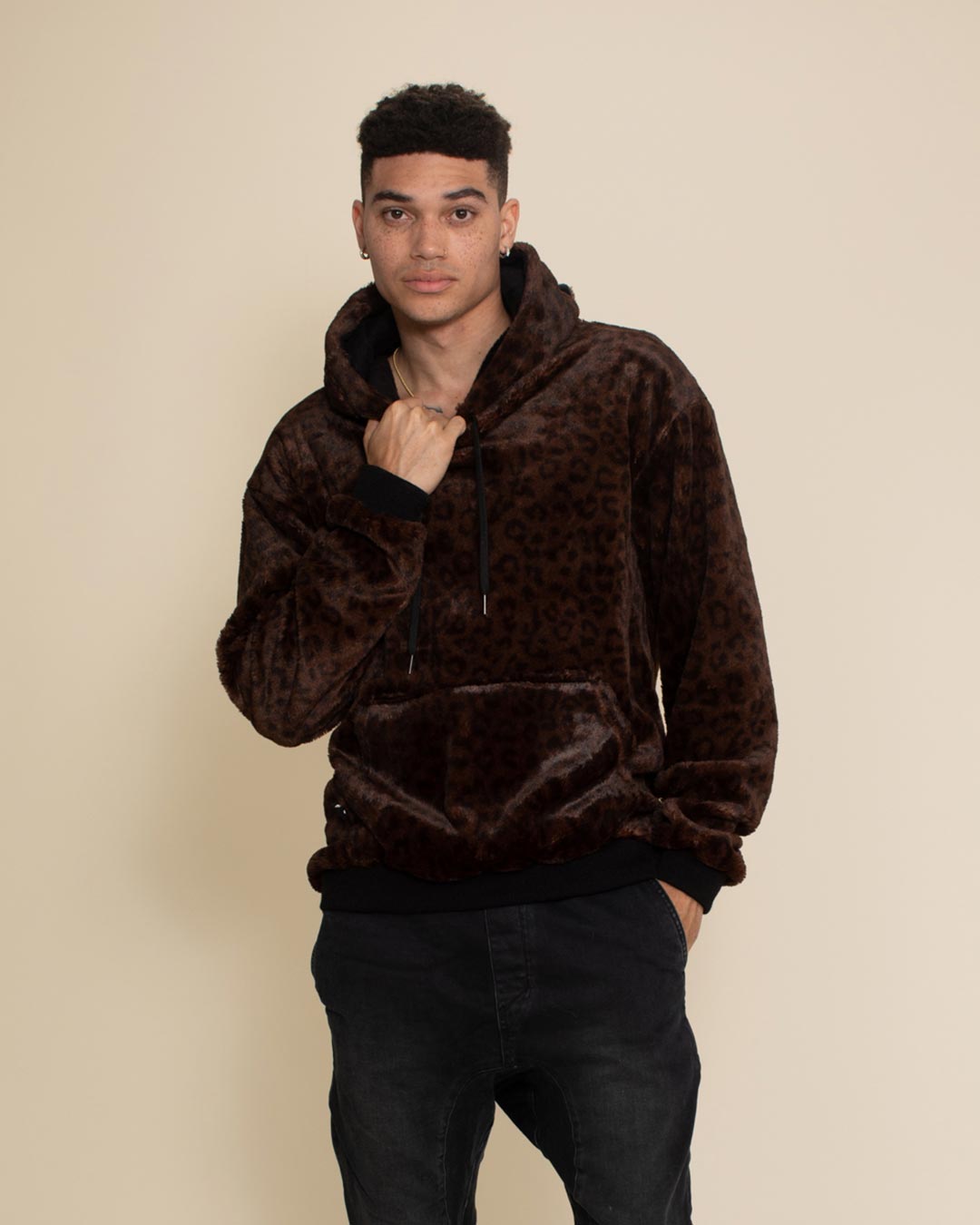 Mahogany Jaguar Classic ULTRA SOFT Faux Fur Hoodie | Men's