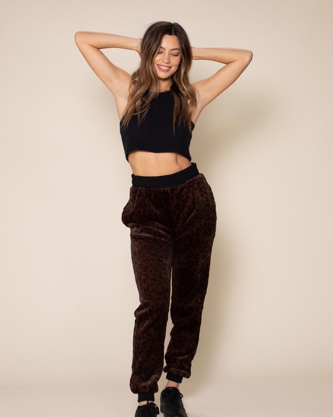 Mahogany Jaguar ULTRA SOFT Faux Fur Sweatpants | Women's