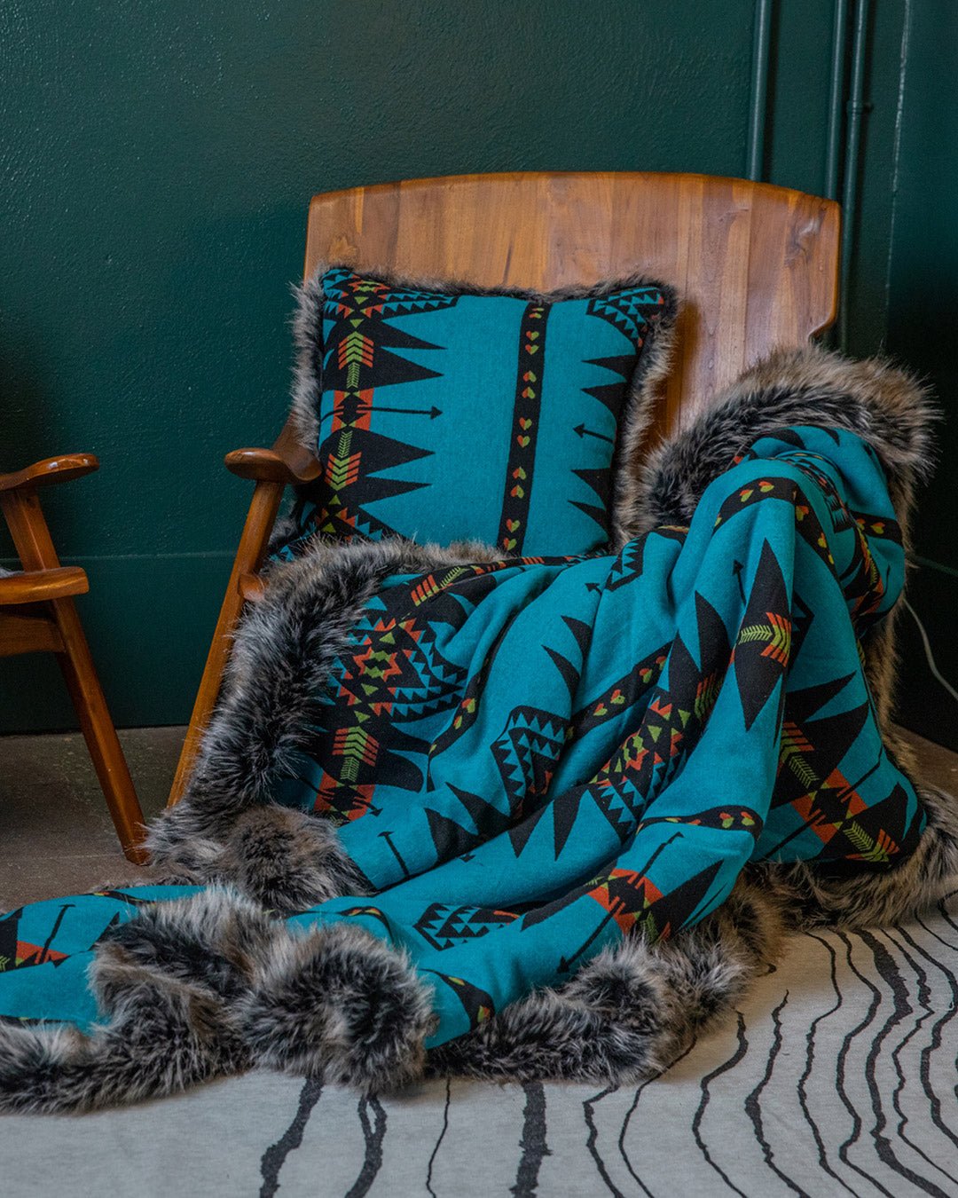 Grey Wolf Faux Fur Throw