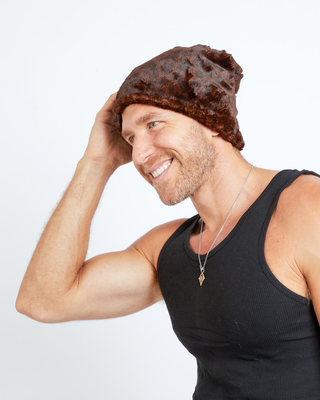 Mahogany Jaguar Faux Fur Beanie | Men's