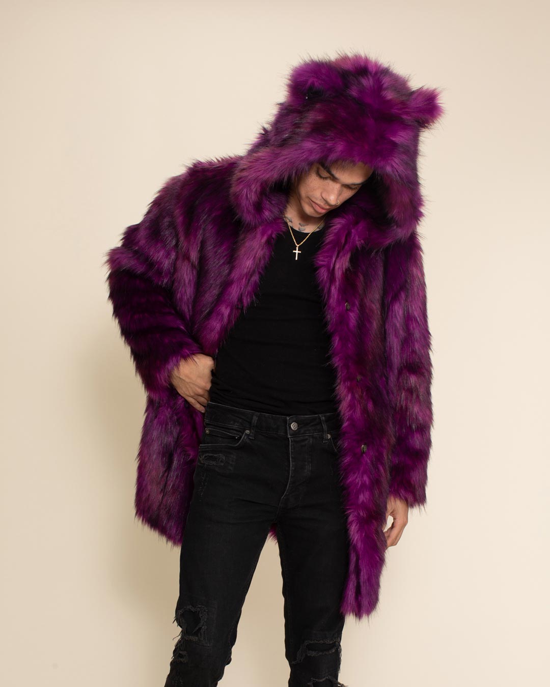 Purple hooded coat online