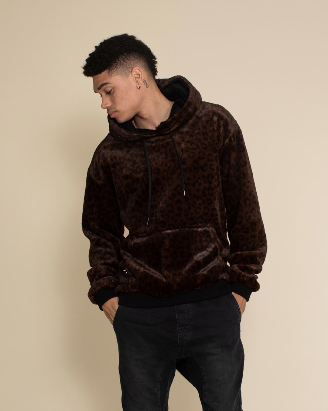 Mahogany Jaguar Classic ULTRA SOFT Faux Fur Hoodie | Men's