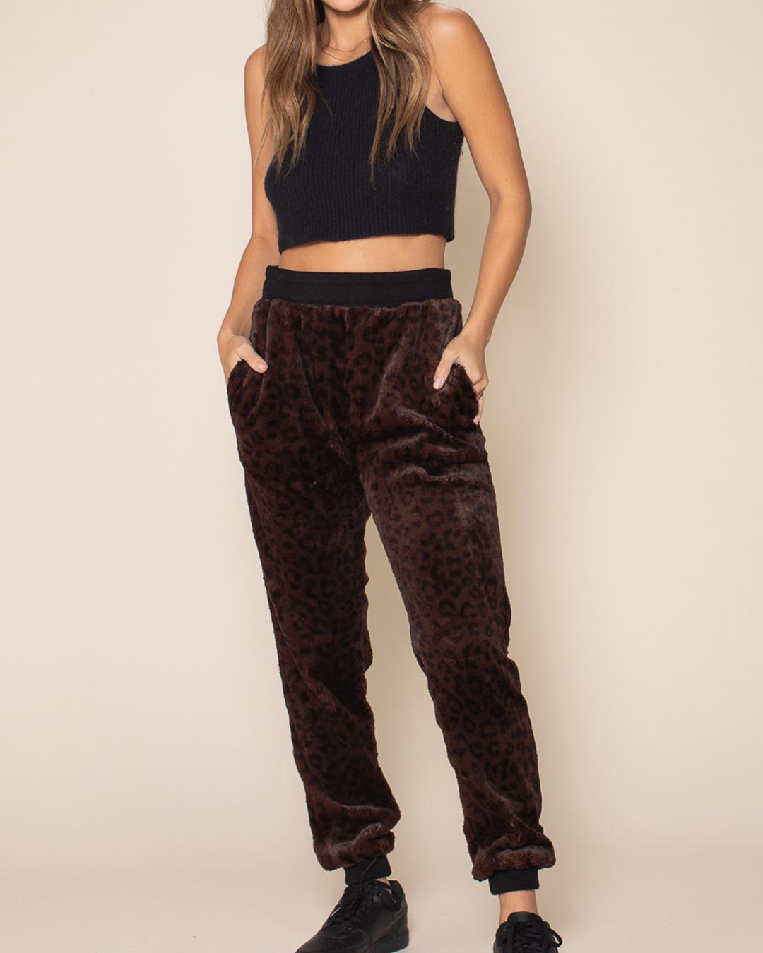 Mahogany Jaguar ULTRA SOFT Faux Fur Sweatpants | Women's