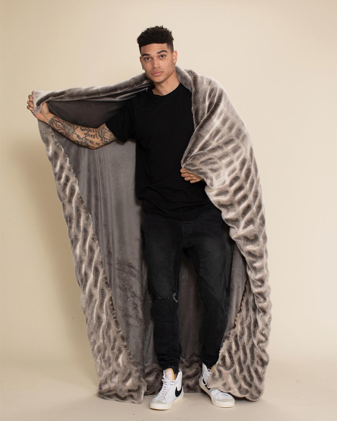 Silver Fox Faux Fur Throw