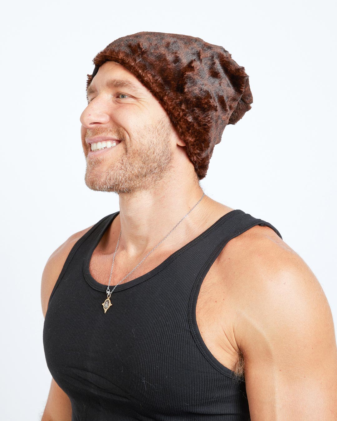 Mahogany Jaguar Faux Fur Beanie | Men's