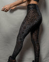 Women's Velvet Leggings | Black Leopard