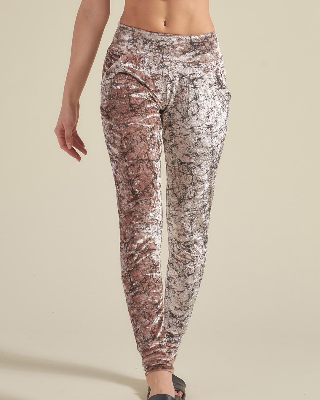 Tree of Life Velvet Jogger on Woman