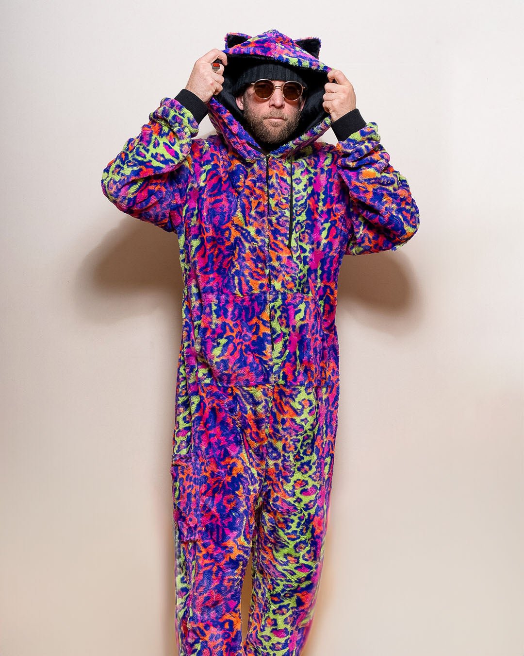 Neon Disco Cat Classic ULTRA SOFT Faux Fur Onesie | Men's