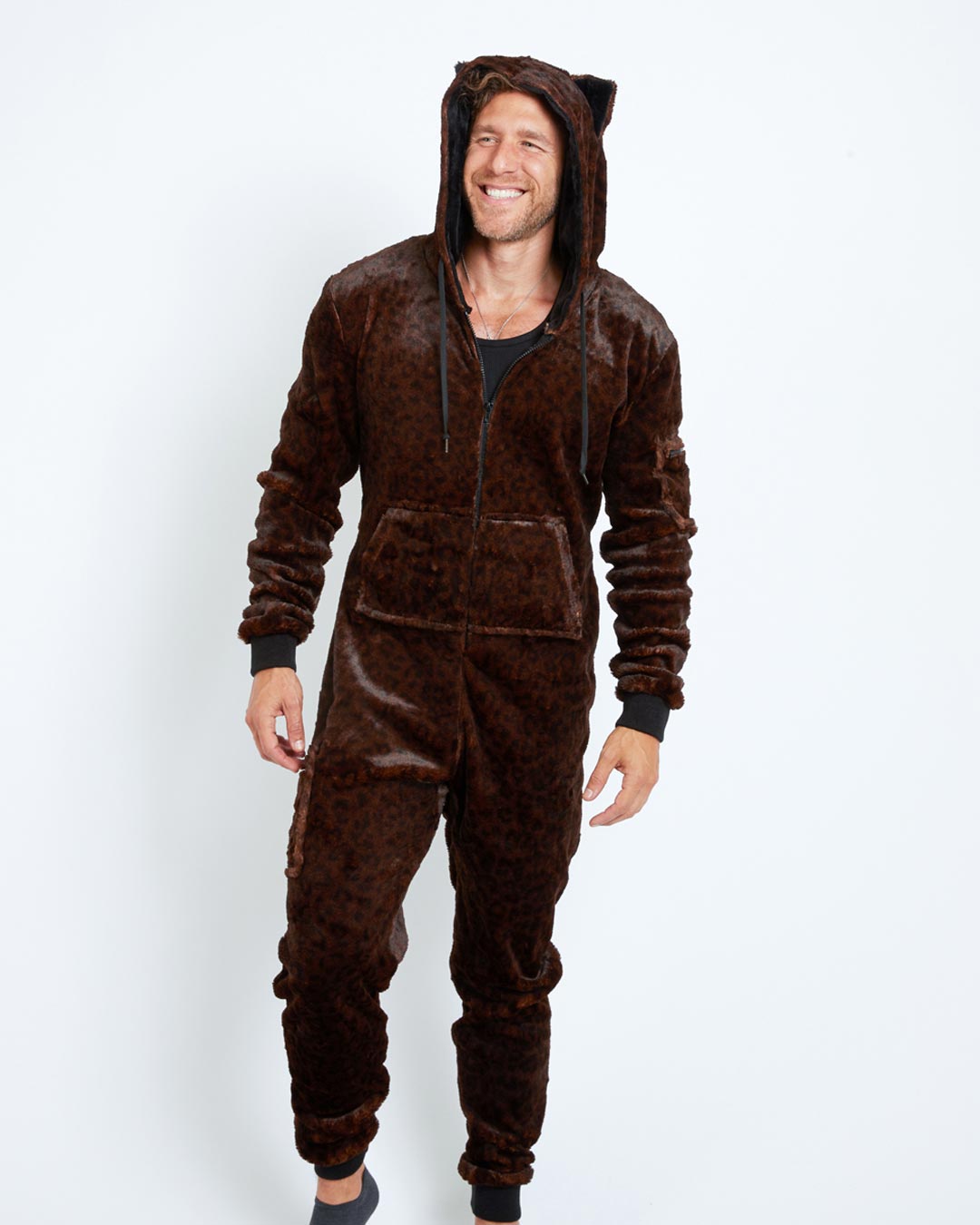 Mahogany Jaguar Classic Ultra Soft Faux Fur Onesie | Men's