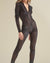 Women's Black Full Bodysuit | Black Snakeskin