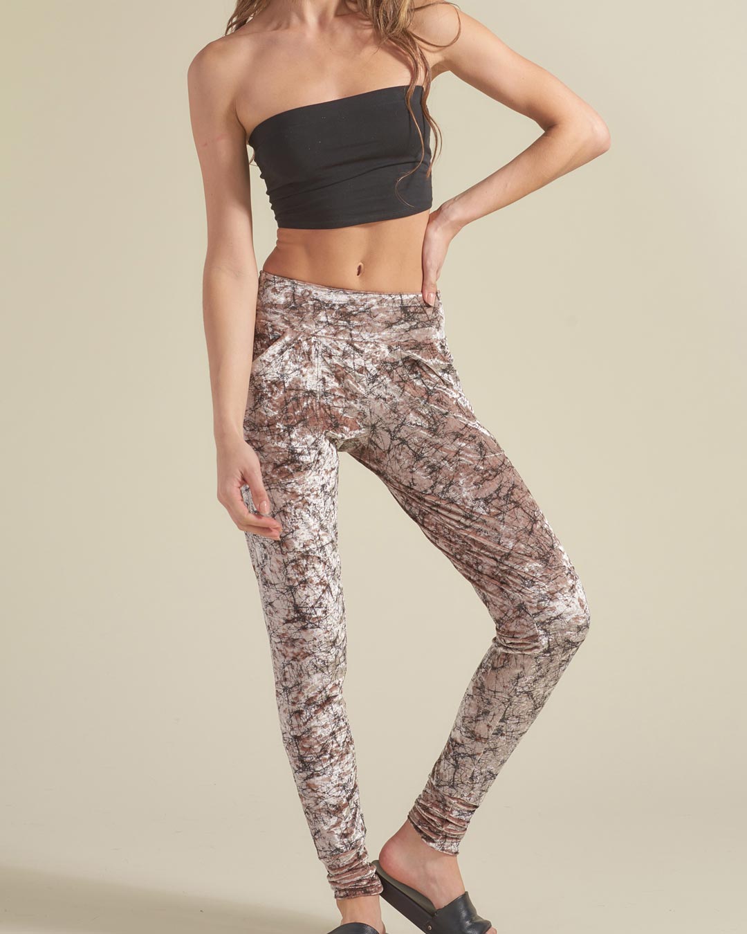 Tree of Life Velvet Jogger on Female Model