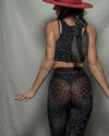 Women's Velvet Leggings | Black Leopard