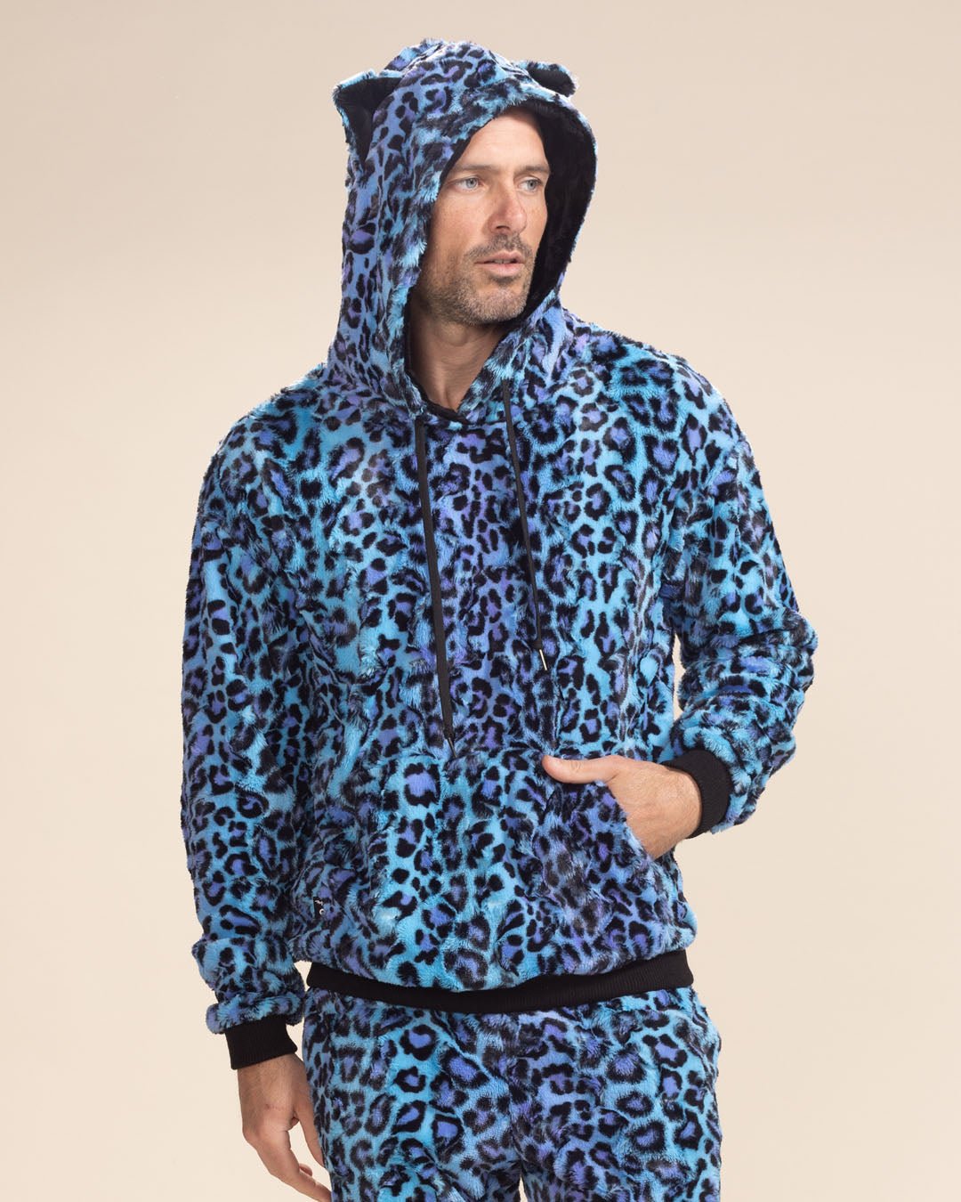 Classic Men's Fur Hoodie | Blue Lynx