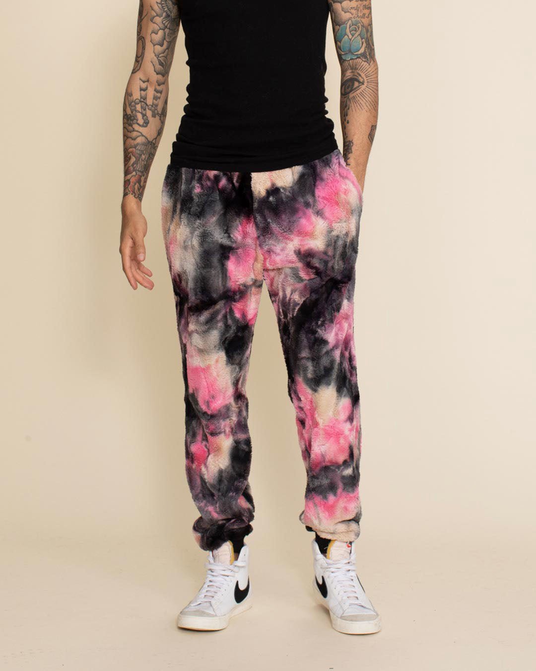 Ink Spotted Leopard ULTRA SOFT Faux Fur Sweatpants | Men&#39;s