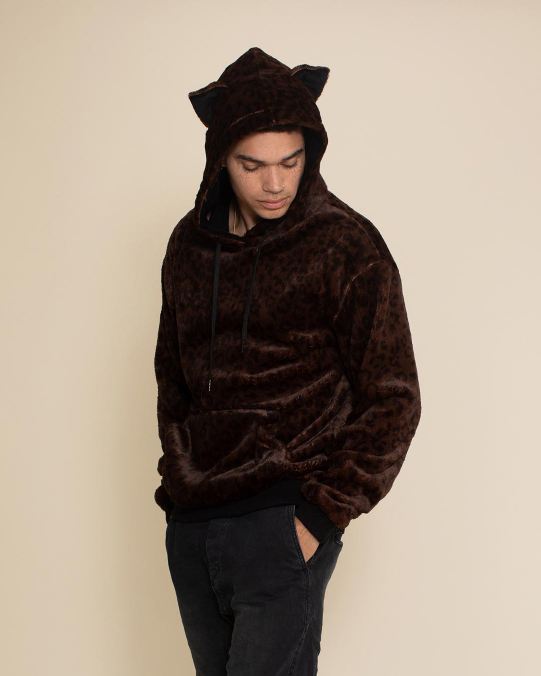 Mahogany Jaguar Classic ULTRA SOFT Faux Fur Hoodie | Men's