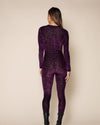 Women's Purple Full Bodysuit | Violet Leopard