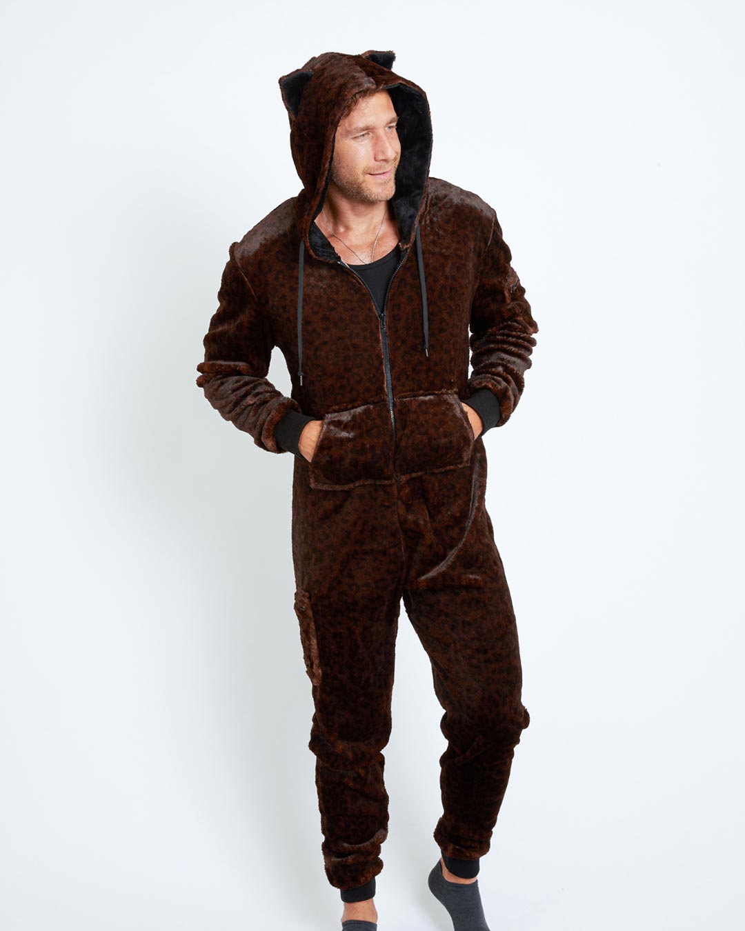 Mahogany Jaguar Classic Ultra Soft Faux Fur Onesie | Men's