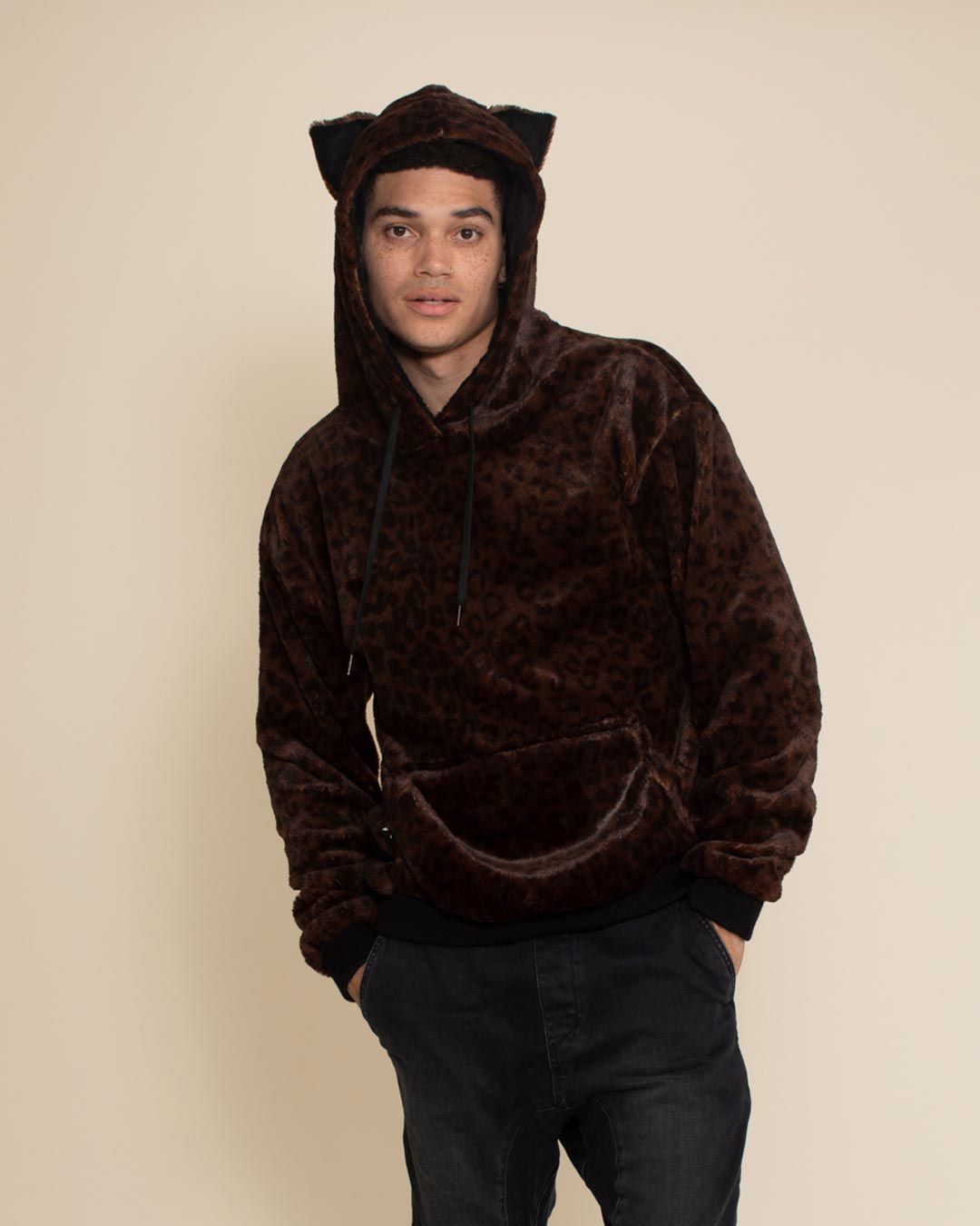 Mahogany Jaguar Classic ULTRA SOFT Faux Fur Hoodie | Men&#39;s