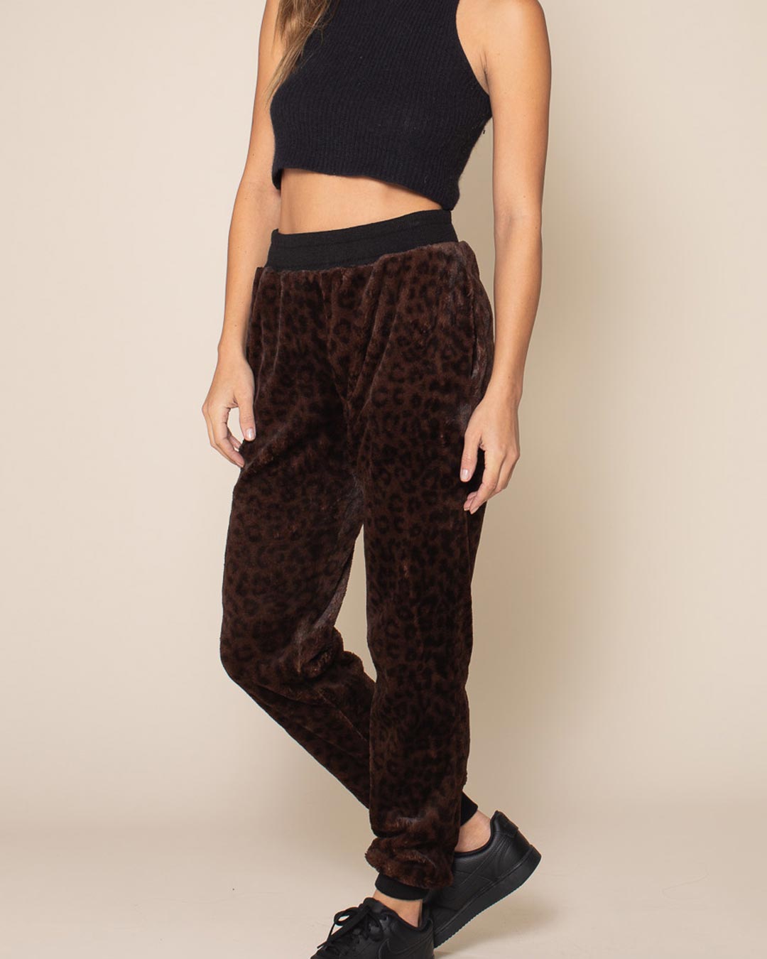 Mahogany Jaguar ULTRA SOFT Faux Fur Sweatpants | Women's