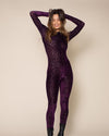 Women's Purple Full Bodysuit | Violet Leopard