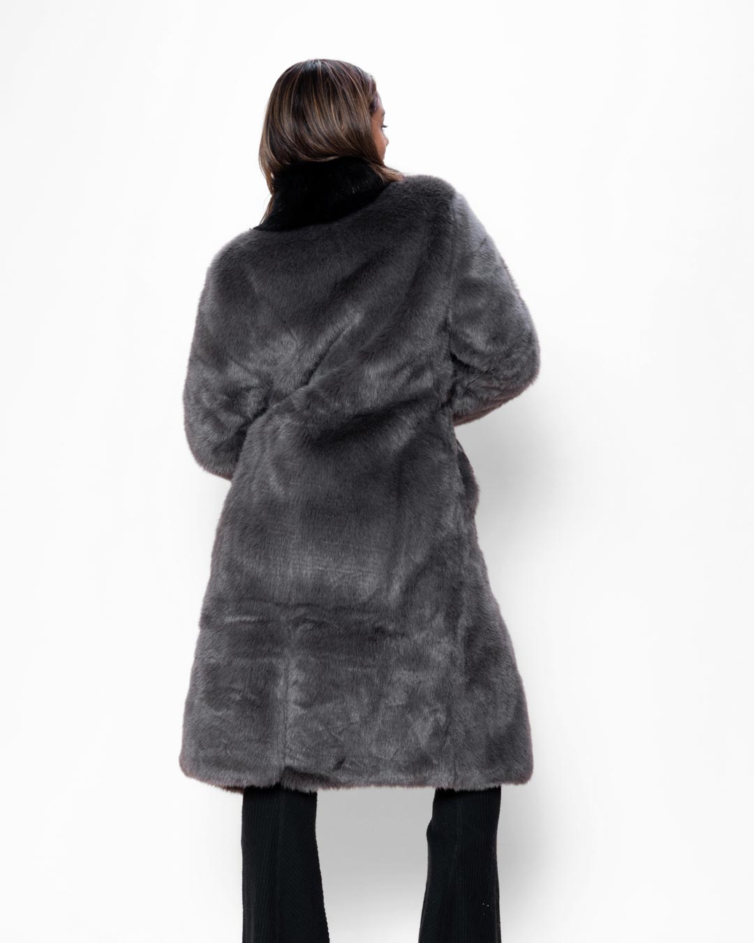 Grey Fox Calf Length Faux Fur Coat | Women's