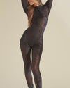 Women's Black Full Bodysuit | Black Snakeskin