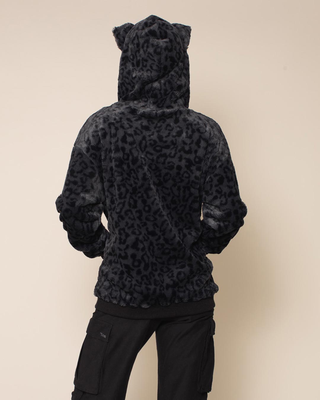 Classic Women's Fur Hoodie | Slate Black Leopard