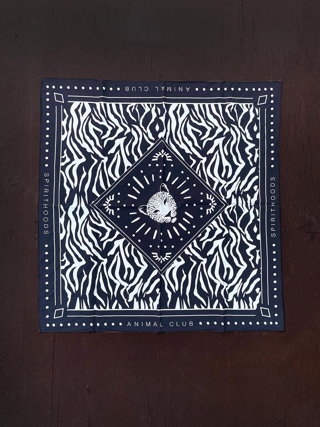 Black Bandana with King Cheetah Design 