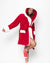 Hooded Women's Luxury Red Robe | Christmas Kitten