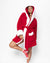 Hooded Women's Luxury Red Robe | Christmas Kitten