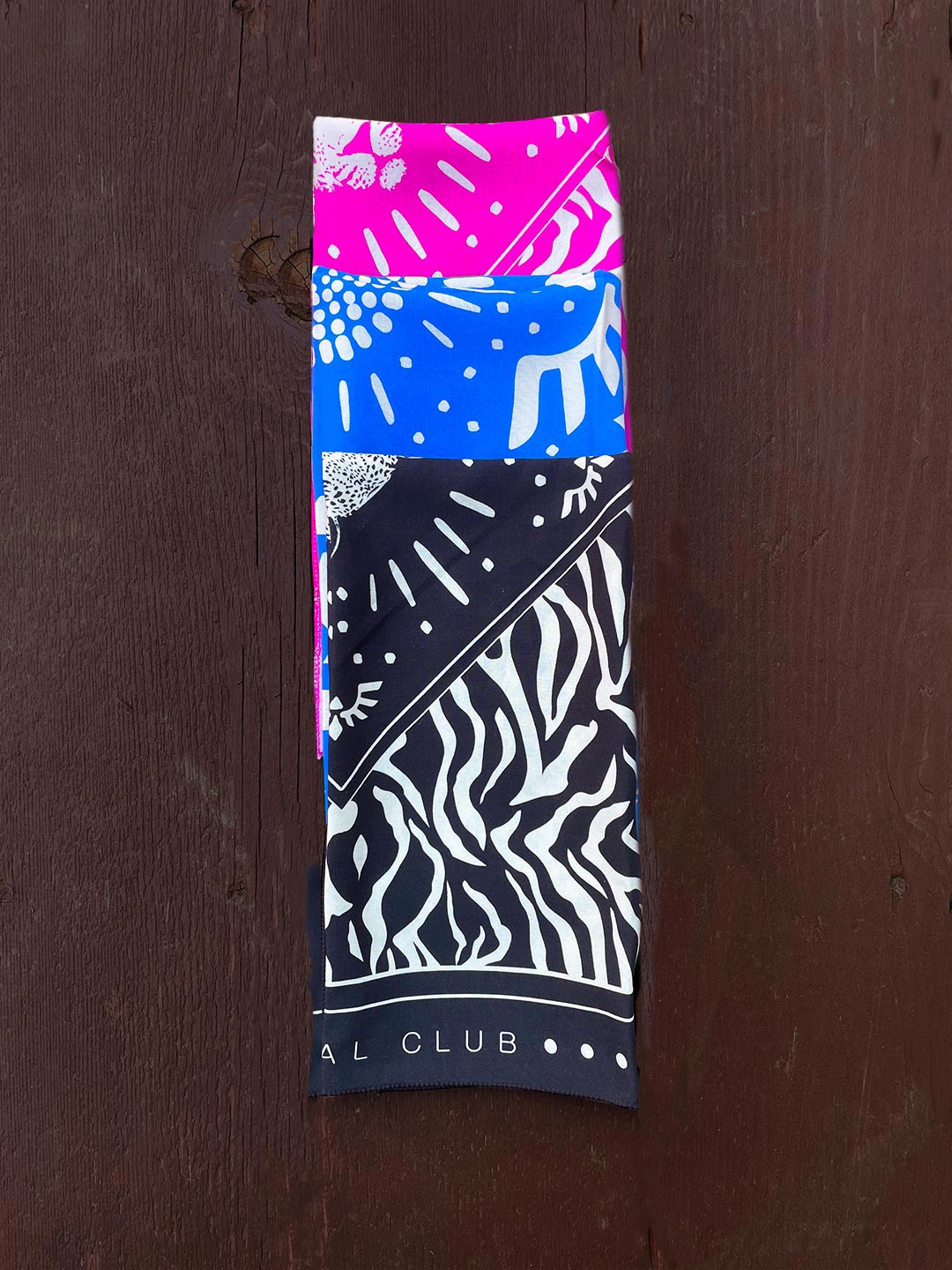 100% Rayon King Cheetah Blue/Pink/Black Bandanas 