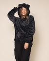 Classic Women's Fur Hoodie | Slate Black Leopard