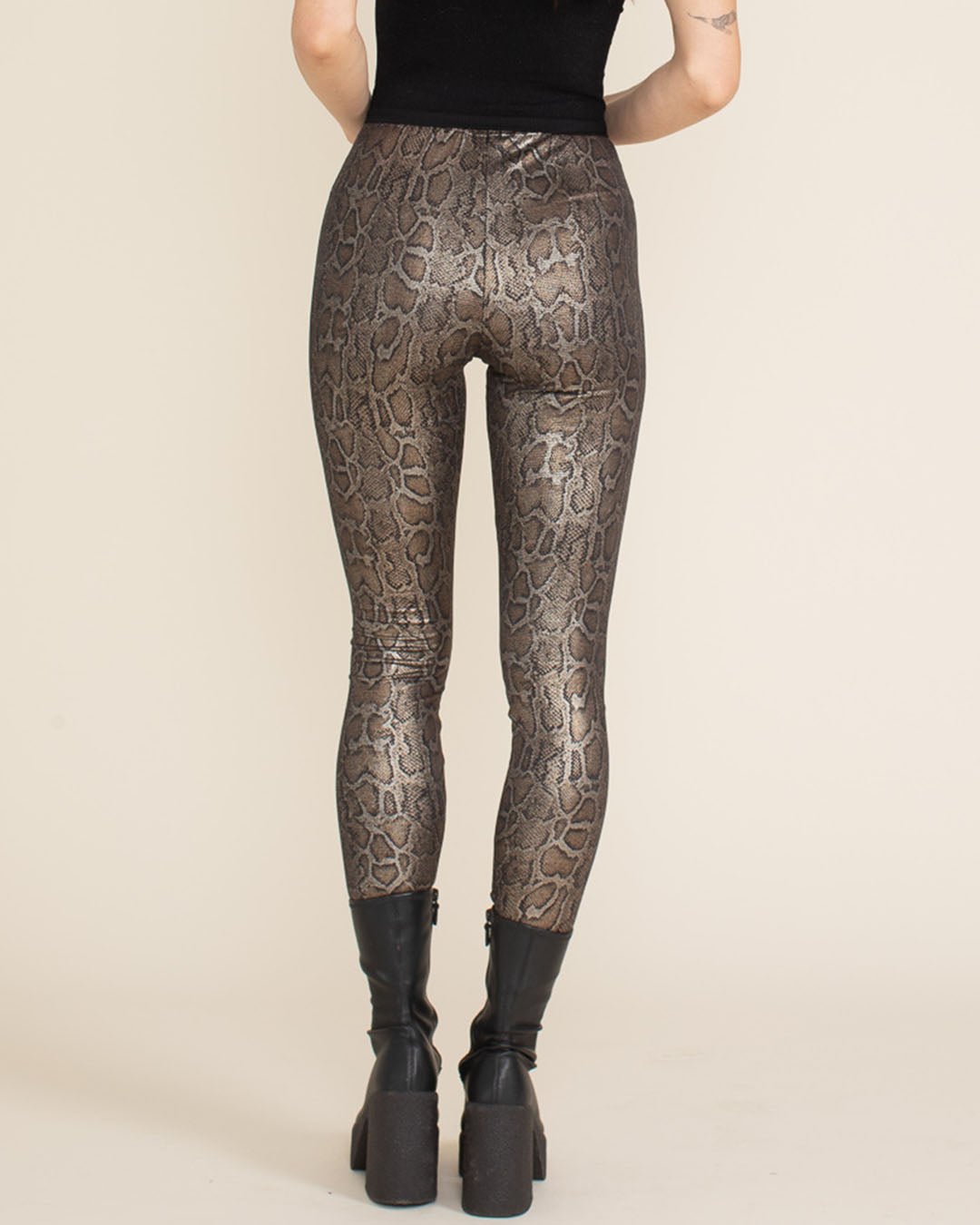 Women's Metallic Leggings | Bronze Python