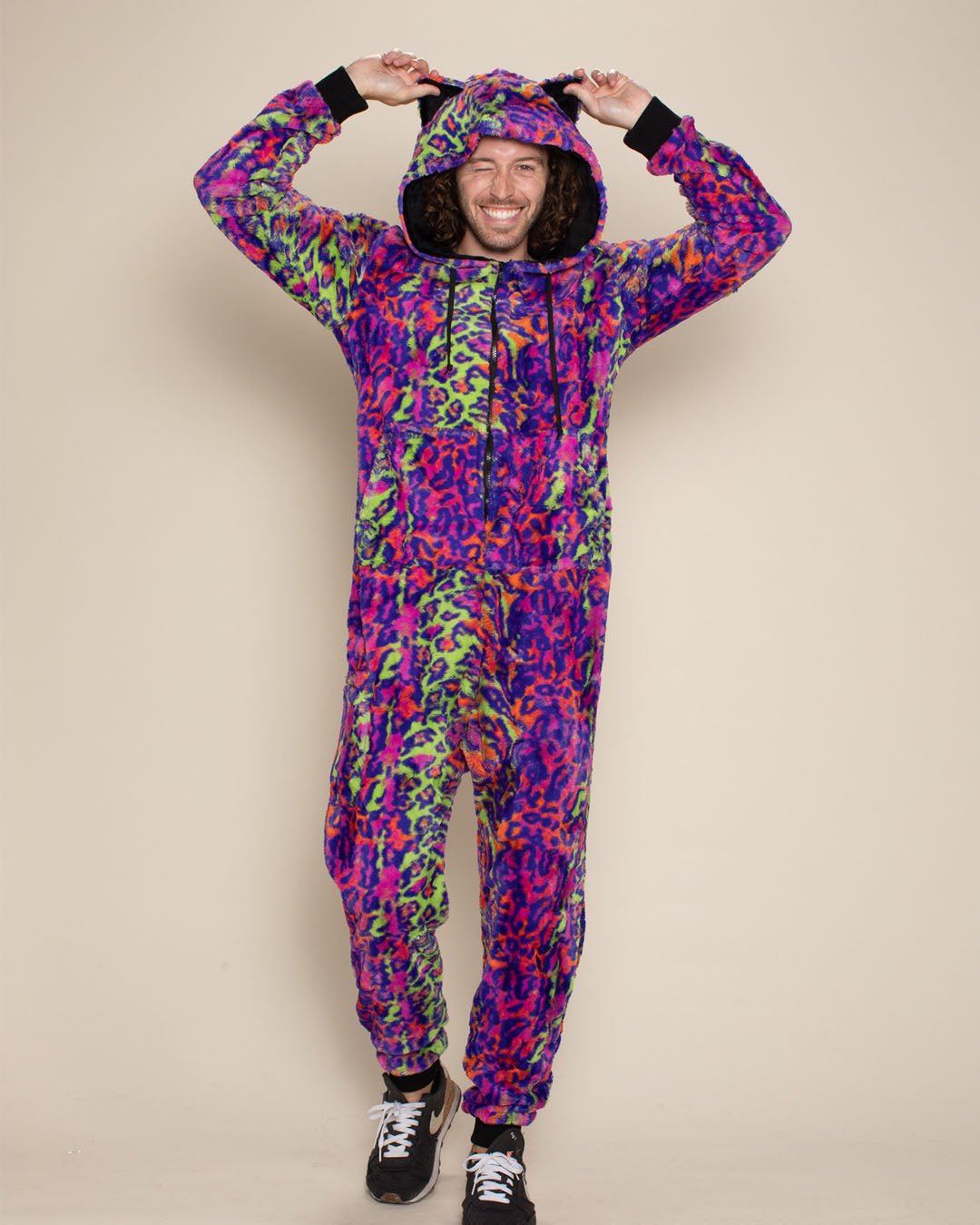 Neon Disco Cat Classic ULTRA SOFT Faux Fur Onesie | Men's