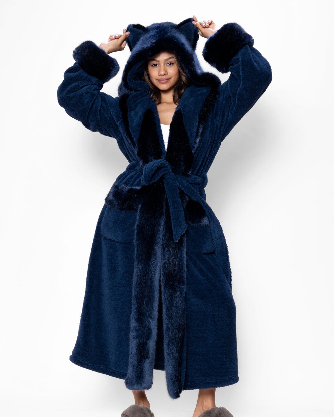 Classic Women's Luxury Blue Robe | Indigo Wolf