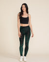 Women's Velvet Leggings | Emerald Green Burnout Tiger