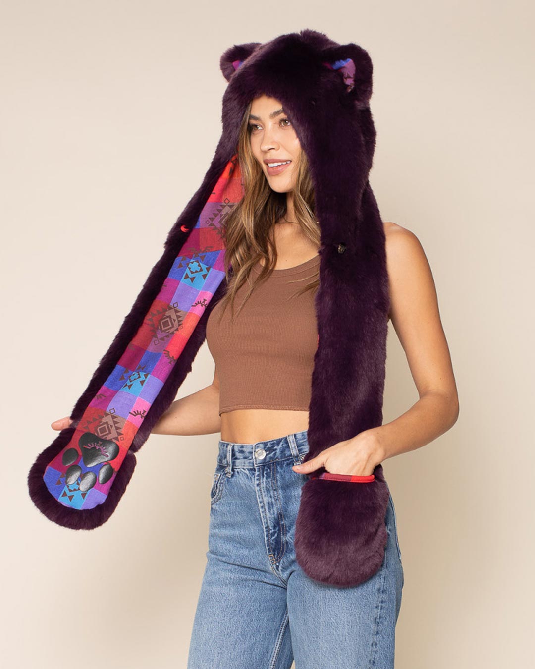 Tartan Kitty Luxe Collector Edition Faux Fur Hood | Women's