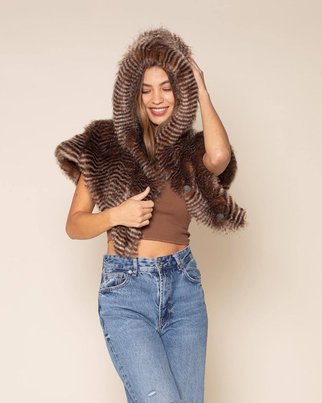 Night Hawk Hooded Faux Fur Shawl | Women's