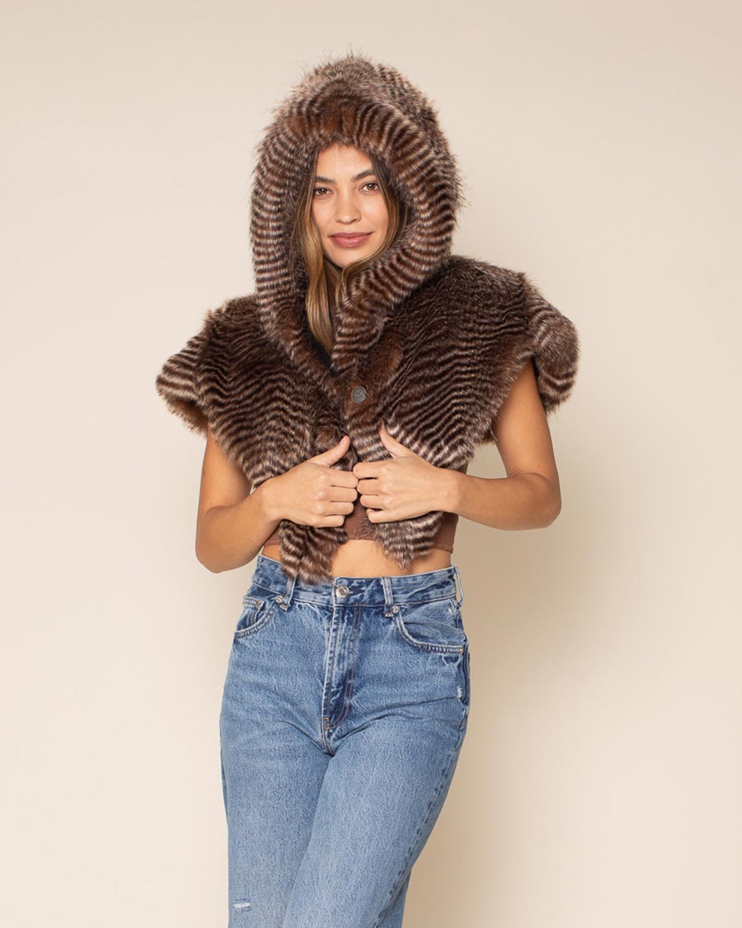 Night Hawk Hooded Faux Fur Shawl | Women's