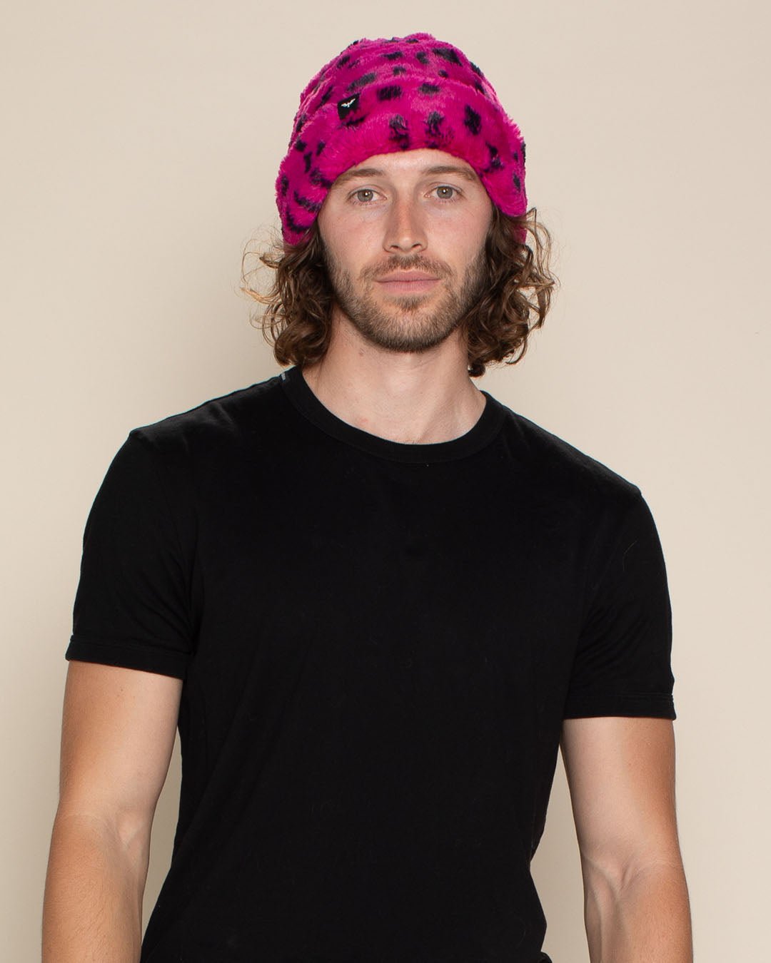 Pink Cheetah Faux Fur Beanie | Men&#39;s