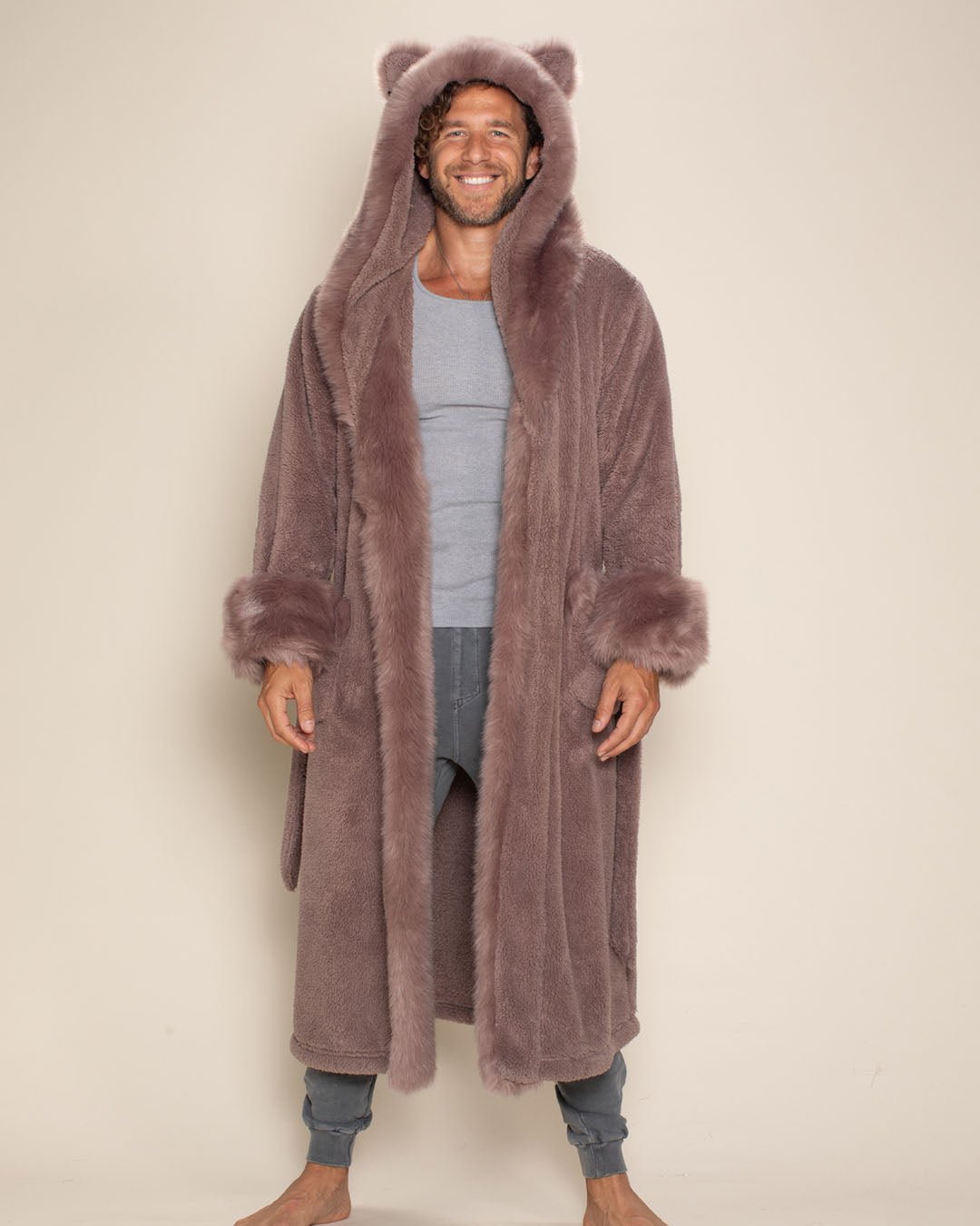 Mauve Cat Classic Faux Fur Robe | Men's