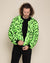 Men's Colorful Faux Fur Jacket | Neon Green Leopard