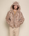 Classic Men's Puffer Jacket With Hood | Tan Leopard